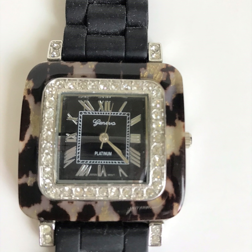 Tortoise and Rhinestone Watch - Square